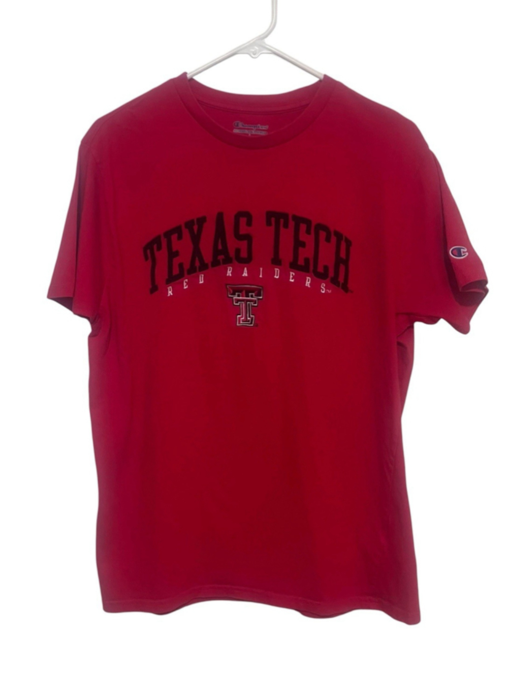 Champion Texas Tech Red Raiders Embroidered T-Shirt Adult Large Red Black Tee